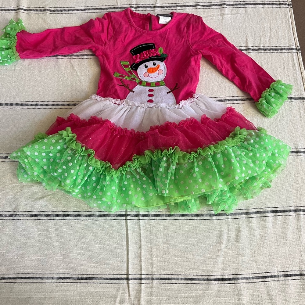 Festive Snowman Dress with Ruffles